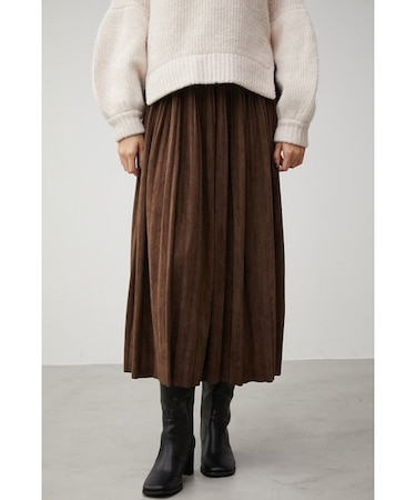 FAUX SUEDE PLEATED SKIRT