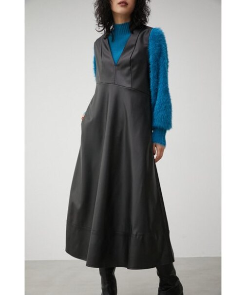 FAUX LEATHER LONG ONEPIECE