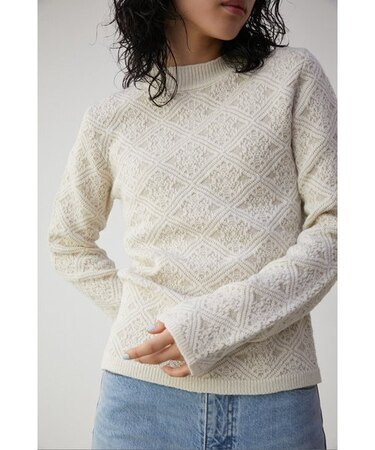 LACE JACQUARD H/N KNIT TOPS