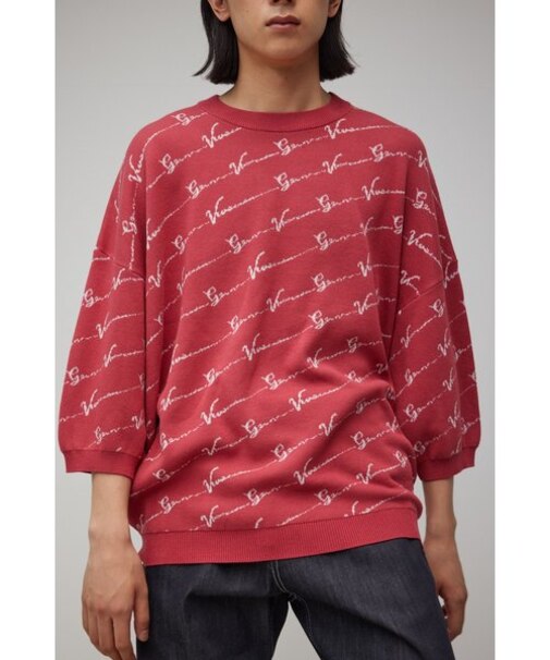 総柄7分袖ニットプルオーバー