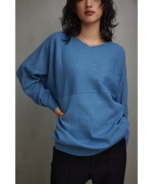 2WAYリブデザインドルマンニットトップス