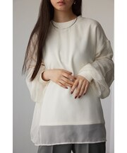 裏毛ドッキングシアー長袖トップス