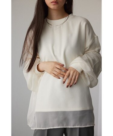 裏毛ドッキングシアー長袖トップス