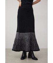 ツイードスウィッチングマーメイドニットスカート