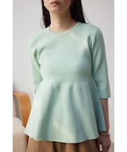 ペプラム5分袖ニットトップス