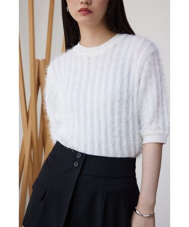 スプリングシャギー5分袖ニット