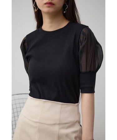 シアースリーブパフトップス