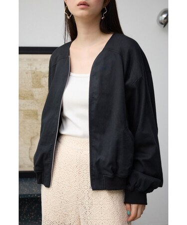 リネンミックスストレッチブルゾン