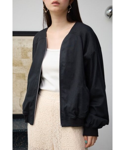 リネンミックスストレッチブルゾン