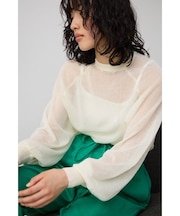 ボリュームスリーブシアーニット