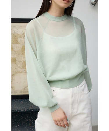 ボリュームスリーブシアーニット