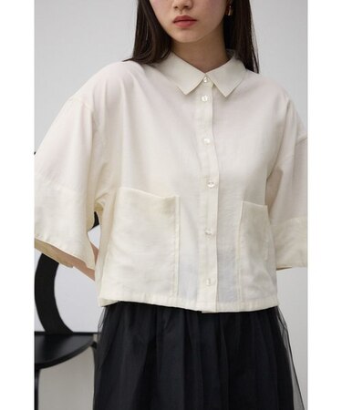 ワイドスリーブ五分袖ツイルシャツ