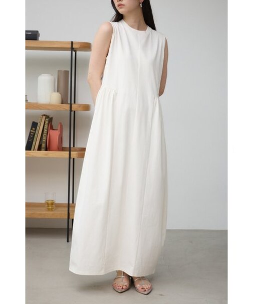 サイドギャザーカットコクーンワンピース