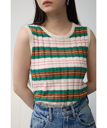 マルチボーダーノースリーブニット