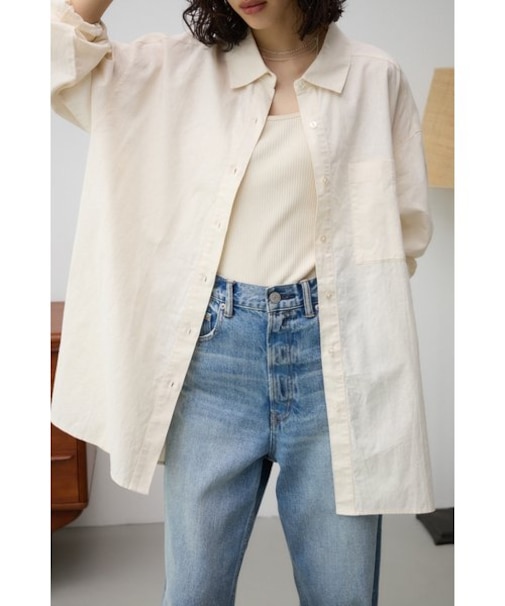 コットンリネンバックデザインシャツ