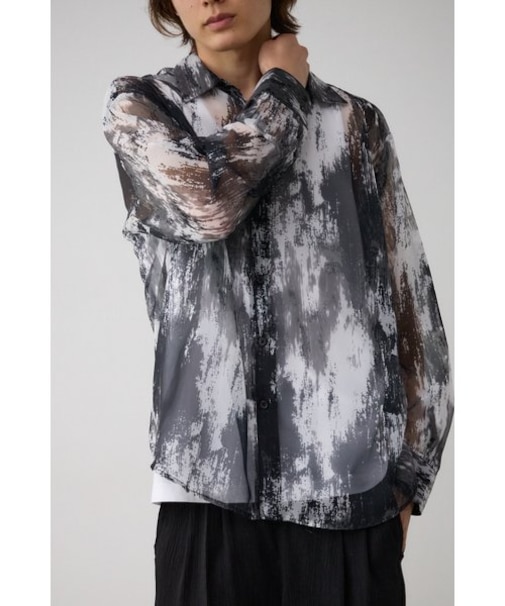 シアー総柄長袖シャツ