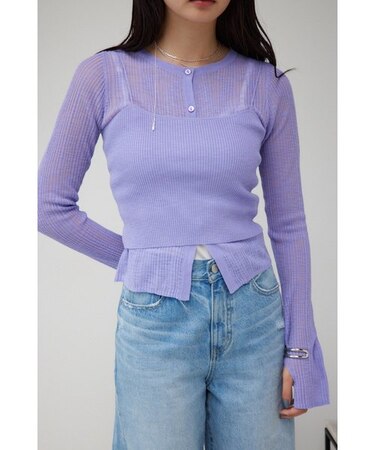 シアーニットカーディガンキャミセット