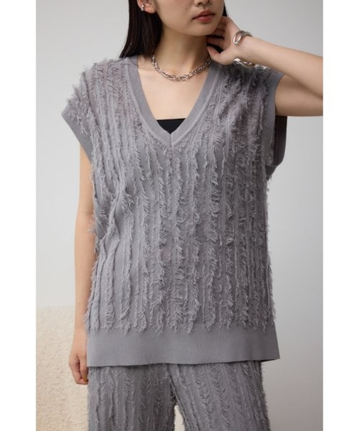 シアーフリンジニットベスト