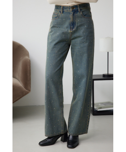 ラインストーンデニムパンツ