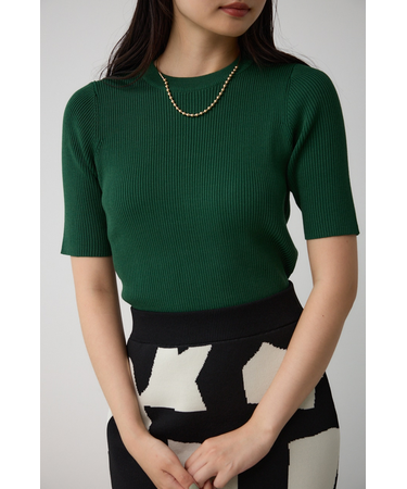 ハーフスリーブクルーネックニット