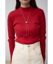 ランダムリブハイネックニットトップス