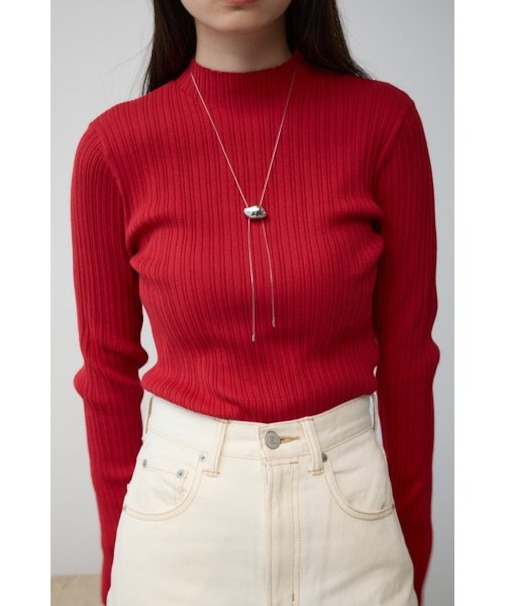 ランダムリブハイネックニットトップス