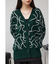 ライン柄ニットカーディガン