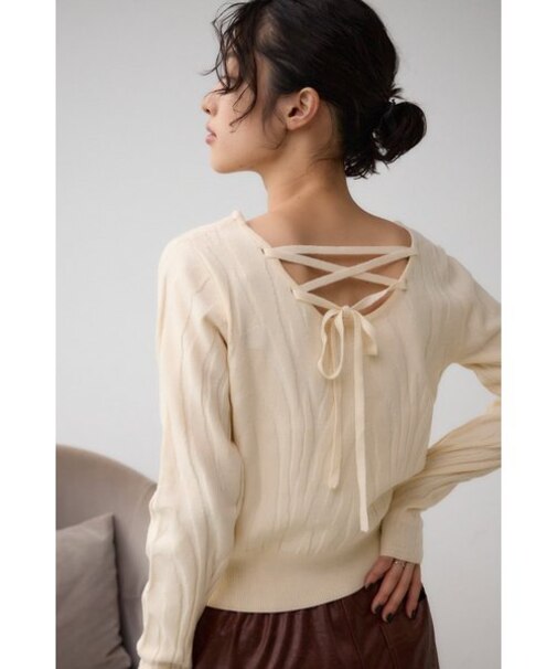 デザインジャガードニットトップス