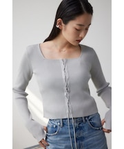 レースアップデザインリブニット