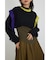 【PLUS】カラーブロックレイヤードセットニット