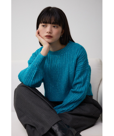 スパンコールニットトップス