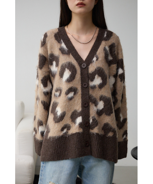 レオパードジャガードニットカーディガン