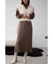 ループヤーンベストレイヤードセットニットワンピース