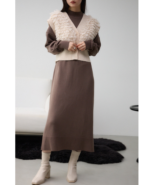 ループヤーンベストレイヤードセットニットワンピース