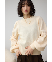袖リボンデザインニット