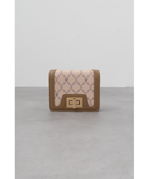 モノグラムパターンターンロックミニウォレット