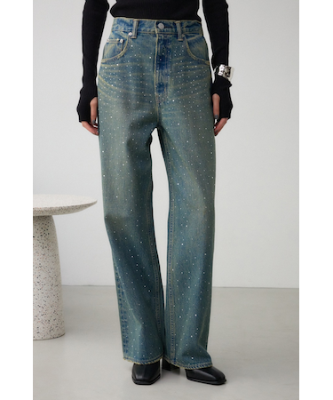 AZUL DENIM ラインストーンワイドデニム