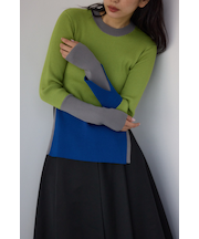 【PLUS】カラーブロッキングリブニット