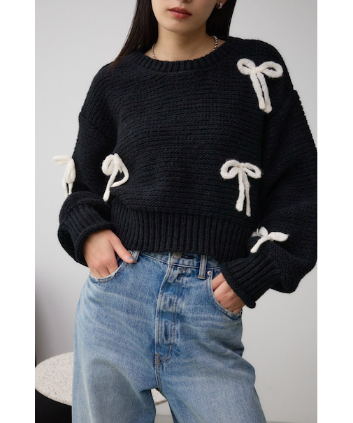 リボンモチーフニット