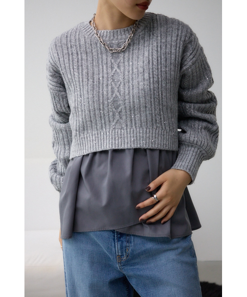 スパンコールニットトップス