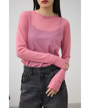 バックスリットシアーロングトップス