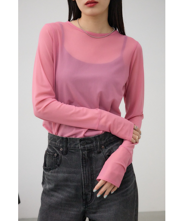 バックスリットシアーロングトップス