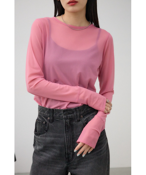 バックスリットシアーロングトップス