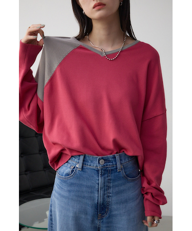 ショルダーバイカラーニット