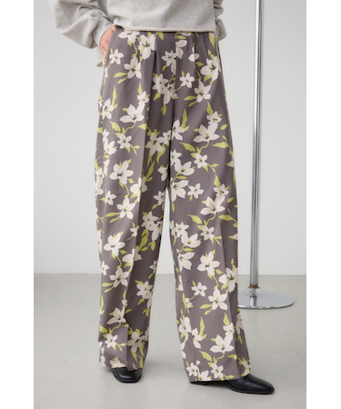フラワープリントイージーワイドパンツ