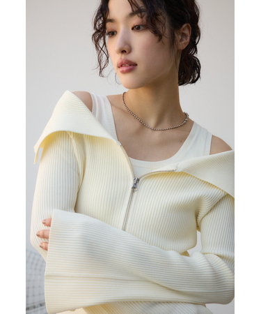 ジップアンサンブルニット