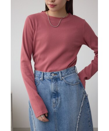 シアーネックリブトップス