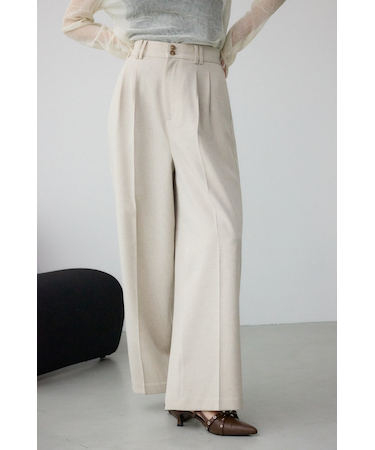 ポリエステルリネンミックスワイドパンツ
