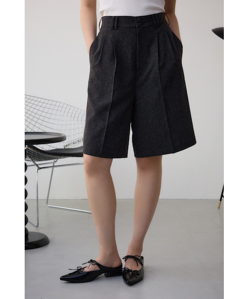 ポリエステルリネンミックスハーフパンツ