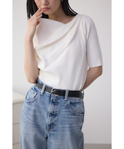 ドレープデザイン5分袖リブニット